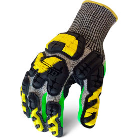 Brighton-Best INDI-KC5G-03-M Ironclad® INDI-KC5G-03-M Knit Grip Impact Gloves, Cut A3, Green/Gray, 1 Pair, M image.