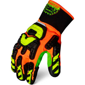 Brighton-Best INDI-RC5-04-L Ironclad® INDI-RC5-04-L Industrial Impact Rigger Gloves, Cut A5, Orange/Lime, 1 Pair, L image.