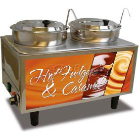 Winco  Dwl Industries Co. 51072-H Benchmark Double Hot Fudge/Caramel Warmer W/ Ladles - 7 Quart Capacity - 51072-H image.