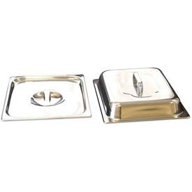 Winco  Dwl Industries Co. 56747 Benchmark USA-56747, Half Size Dome Lid, Stainless Steel, 10-1/4x12-1/2x1" image.