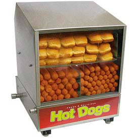 Winco  Dwl Industries Co. 60048 Benchmark USA 60048, Dog Pound Hotdog Steamer/Merchandiser, 164 Hot Dogs/36 Buns 120V image.