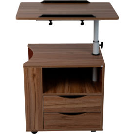 Mind Reader Bedside Workstation Adjustable Desk Swivel Top Laptop Desk, Brown
