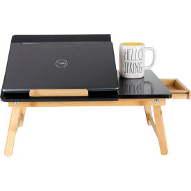 Mind Reader Bamboo Lap Desk with Tilting Top For Laptop, Black Mind Reader Bamboo Lap Desk with Tilting Top For Laptop, Black