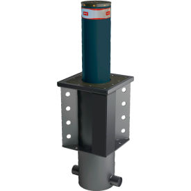 BFT Automatic Crash-Rated Retractable Security Bollard with Lights 10-3/4"Dia. Gray/Green 