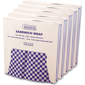 Bagcraft™ Grease Resistant Paper Wraps and Liners 12"L x 12"W Blue Check Pack of 5000
