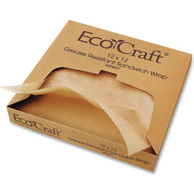 Bagcraft™ EcoCraft Grease Resistant Paper Wraps and Liners 14"L x 14"W Natural Pack of 4000