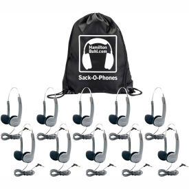 Hamilton & Buhl SOP-HA1A HamiltonBuhl Sack-O-Phones, 10 HA1A Personal Headsets w/ Foam Ear Cushions, in a Carry Bag image.