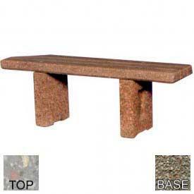 Bohlmann 48" Commercial Flat Concrete Bench Polished Gray Limestone Seat Gray Limestone Legs 