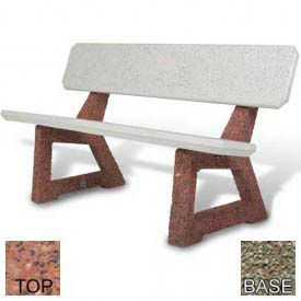 Bohlmann 58" Residential Concrete Bench W/Backrest Polished Red Quartzite Seat Gray Limestone Legs 