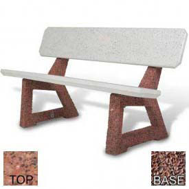 Bohlmann 58" Residential Concrete Bench W/Backrest Polished Red Quartzite Seat Red Quartzite Legs 
