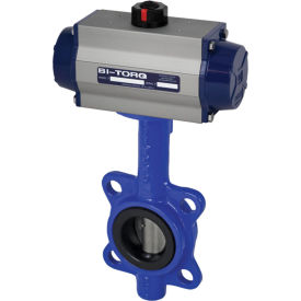 BI-TORQ 10" Wafer Style Butterfly Valve W/ Buna Seals and Dbl. Acting Pneum. Actuator