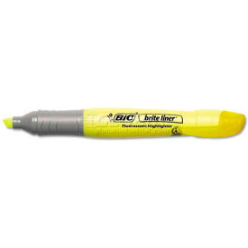 Bic Products BLMG11-YW Brite Liner Grip Xl Highlighter, Pocket Clip, Chisel Tip, Fluorescent Yellow image.