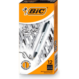 Bic® Clic Stic Ballpoint Retractable Pen Medium White Barrel Black Ink Dozen
