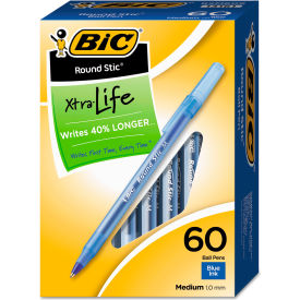 Bic® Round Stic Ballpoint Pen Medium Blue Ink 60/Box