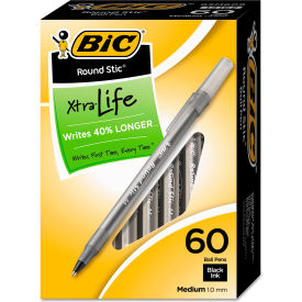 Bic® Round Stic Ballpoint Pen Medium Black Ink 60/Box