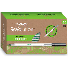 BIC® Ecolutions Round Stic Stick Ballpoint Pen 1mm Black Ink Clear Barrel 50/Pack