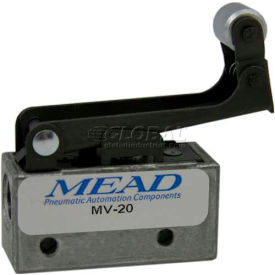 Bimba Mfg Company MV-20 Bimba-Mead Air Valve MV-20, 3 Port, 2 Pos, Mechanical, 1/8" NPTF Port, 1-Way Roller Leaf Actr image.