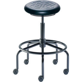 Bio Fit CXS-H-RC-S-XF-XA-06 BioFit Antimicrobial Stool, 24"-31" Seat Height, Black Urethane - Black Steel Base - Cerex Series image.