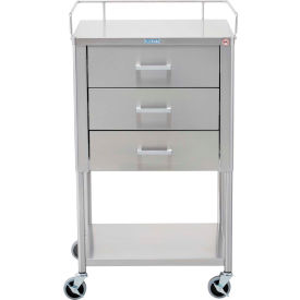 Blickman, Inc, 237857000 Blickman 7857SS Saturn Anesthesia Utility Table with 3 Drawers, 20"L x 16"W x 34"H image.