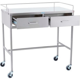 Blickman, Inc, 317856000 Blickman Sawyer Stainless Steel Mobile Crescent Utility Table, 36 x 20", H-Brace image.