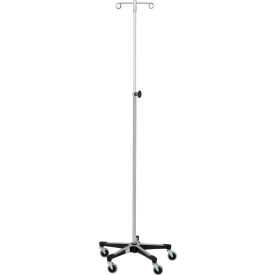 Blickman 1415SS Stainless Steel IV Stand with 5-Leg Base, 2-Hook, 52