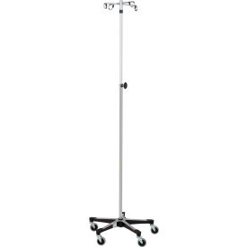 Blickman, Inc, 531415400 Blickman 1415SS-4 Stainless Steel IV Stand with 5-Leg Base, 4-Hook, 52" - 94" Height image.