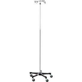 Blickman 7792SS-4 Stainless Steel IV Stand with 5-Leg Base, 4-Hook, 74