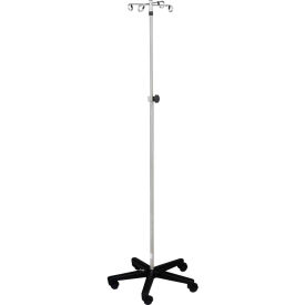 Blickman 7795SS-4 Hackensack Stainless Steel IV Stand with 5-Leg Base, 4-Hook, 74