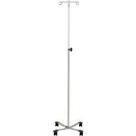 Blickman, Inc, 561310000 Blickman 1310 Chrome IV Stand with 4-Leg Base, 2-Hook, 51-1/2" - 93" Height image.