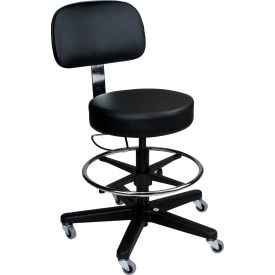 Blickman 1212 Deluxe Hand Operated Exam Stool w/ backrest w/foot rest w/5 Leg Black Composite Base Blickman 1212 Deluxe Hand Operated Exam Stool w/ backrest w/foot rest w/5 Leg Black Composite Base