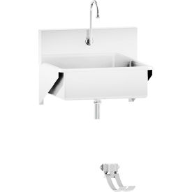 Blickman, Inc, 1317878003 Blickman Single Station Windsor Scrub Sink, Wall Mounted with Foot Action Control, Stainless Steel image.