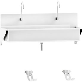 Blickman, Inc, 1317879003 Blickman Double Station Windsor Scrub Sink, Wall Mounted with Foot Action Control, Stainless Steel image.