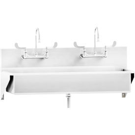 Blickman, Inc, 1317879004 Blickman Double Station Windsor Scrub Sink, Wall Mounted with Elbow Action Control, Stainless Steel image.