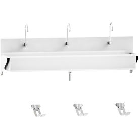 Blickman, Inc, 1317880003 Blickman Triple Station Windsor Scrub Sink, Wall Mounted with Foot Action Control, Stainless Steel image.
