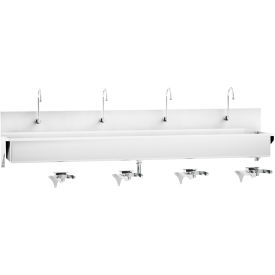 Blickman, Inc, 1317881000 Blickman Four Station Windsor Scrub Sink, Wall Mounted with Knee Action Control, Stainless Steel image.