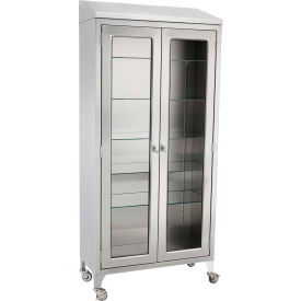 Blickman, Inc, 1537970000 Blickman 7970SS Paul Instrument and Supply Cabinet, 5 Glass Shelves, 35-5/8"W x 16"D x 79-1/4"H image.