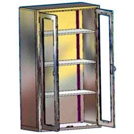 Blickman, Inc, 1713735000 Blickman ES35 Equipment and Supplies Cabinet with Glass Doors, 3 Shelves, 35"W x 18"D x 60"H image.