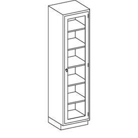 Blickman, Inc, 2030524000 Blickman K24HAS Stainless Steel Medical Cabinet with Glass Door, 5 Shelves, 24-3/4"W x 18"D x 84"H image.