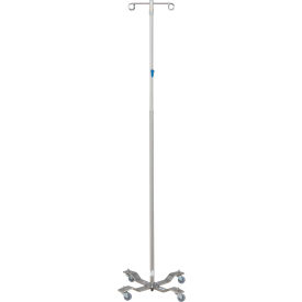 Blickman, Inc, 518889000 Blickman IV Stand, Thumb Control, Stainless Steel, 66 - 100"H, 2 Hook image.