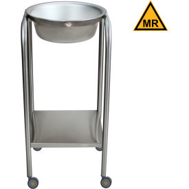 Blickman MRI Safe Single Basin Solution Stand w/ Shelf, Stainless Steel, 15