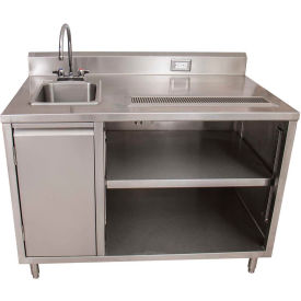 Bk Resources, Inc. BEVT-3048L BK Resources Stainless Beverage Table, Sink On Left, 5"Riser Electric Outlet 30X48 image.