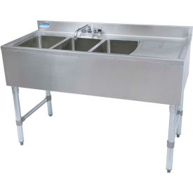 Bk Resources, Inc. UB4-21-348RS BK Resources Stainless Steel 3 Comp Underbar Sink 48"OAL, Right Drainboard image.