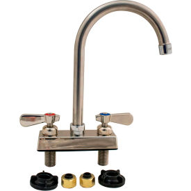 Stainless Steel Faucet, 5" Gooseneck Spout, 4" Deck Mount view 2