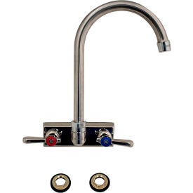 Stainless Steel Faucet, 5" Gooseneck Spout, 4" Splash Mount view 2