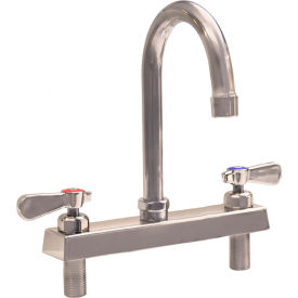 Stainless Steel Faucet, 8" Gooseneck Spout, 8" Deck Mount view 2