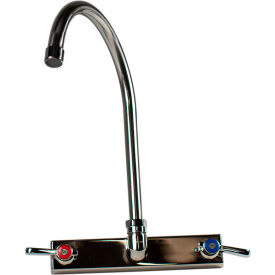 Stainless Steel Faucet, 8" Gooseneck Spout, 8" Splash Mount view 2