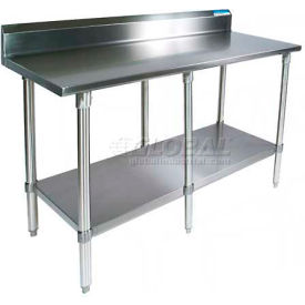 Bk Resources, Inc. VTTR5-9630 BK Resources 430 Stainless Steel Table, 96 x 30", Undershelf, 5" Backsplash, 18 Gauge image.
