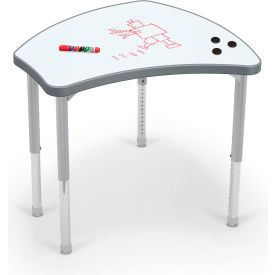 Hierarchy Standard Shapes Desk, Porcelain Steel Top, Platinum Legs, Charcoal view 2