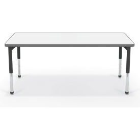 Hierarchy Activity Rectangle Table, Porcelain Steel Top, Black Legs view 2