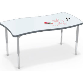 Hierarchy Creator Rectangle Table, Porcelain Steel Top, Platinum Legs view 2